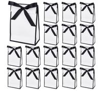 PH PandaHall Paquete de 20 bolsas de regalo con cinta de lazo, bolsa de regalo de papel blanco y negro, regalos de fiesta de cumpleaños, bolsas de dulces para boda, cumpleaños, aniversario, despedida