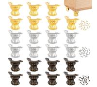 PH PandaHall Paquete de 24 patas decorativas de aleación de 3 colores, patas de muebles doradas, patas de caja antigua, patas de caja de 1.4 x 1 x 0.7 pulgadas, patas de caja para almacenamiento de
