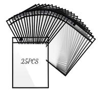 PH PandaHall Paquete de 25 fundas de plástico transparente de 13 x 10 pulgadas, bolsillos negros de borrado en seco, soportes para boletos de trabajo, protectores de hojas reutilizables para aula