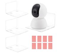 PH PandaHall Paquete de 4 estantes de pared acrílicos, mini estantes flotantes transparentes de 10 cm, estantes colgantes adhesivos, repisas pequeñas con calcomanías para cámaras de seguridad,