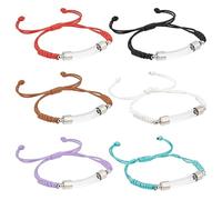 PH PandaHall Pulsera con colgante de vial de vidrio de 6 colores, pulsera ajustable con recipiente de vidrio que se puede abrir, nombre en pulsera de arroz para hombres y mujeres, para hacer joyas