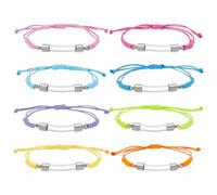 PH PandaHall Pulsera con colgante de vial de vidrio de 8 colores, ajustable, hilo encerado, pulsera con medio acabado con recipiente de vidrio que se puede abrir, nombre en pulseras de arroz para