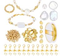 PH PandaHall Pulsera de perlas, juego de manualidades, perlas doradas, accesorios para manualidades, cuentas, joyas, juego de manualidades para manualidades, pulsera, collar, fabricación de joyas