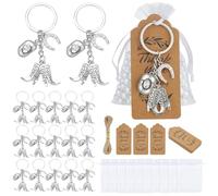 PH PandaHall Regalos de fiesta de vaquero occidental, 25 juegos de gorro, bota, llavero, bolsas de regalo de organza, recuerdos de devolución de invitados con etiquetas de agradecimiento y cordón de