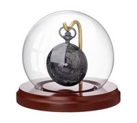 PH PandaHall Reloj de bolsillo de 4.4 x 3.7 pulgadas con gancho de metal, tarro de exhibición de reloj con base de madera, vitrina decorativa de cristal para reloj de bolsillo, medallas