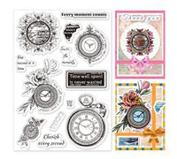 PH PandaHall Reloj de bolsillo, sellos transparentes para hacer tarjetas, sello de silicona transparente, sello de sello de artesanía transparente, sello de goma vintage para bricolaje, álbumes de