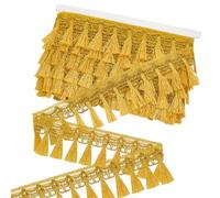 PH PandaHall Ribete de flecos de 14 yardas, 2-1/4 pulgadas con borlas, cinta de encaje de costura, cinta de encaje de ganchillo, manualidades, ribete de costura de encaje para cortinas, vestidos,