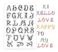 PH PandaHall Sello de silicona transparente con 26 letras en forma de flor, sello transparente para hacer tarjetas, álbumes de recortes, diario y álbum de fotos