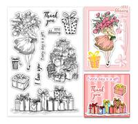 PH PandaHall Sello transparente de regalo para Navidad, caja de regalo, sello de silicona, ramo de palabras, sello de goma transparente para álbumes de recortes, tarjetas de felicitación, diario,