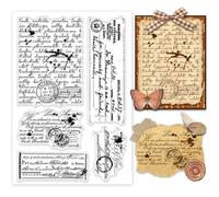 PH PandaHall Sello transparente vintage para álbumes de recortes, membretes escritos a mano, sellos de goma con fondo de texto, sello de silicona transparente para hacer tarjetas, diario, postales