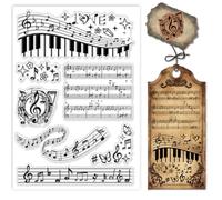 PH PandaHall Sellos transparentes con notas musicales, símbolo de música, sello de goma, sello musical de violín, sellos de música para hacer tarjetas, álbumes de recortes, manualidades, 16 x 11 cm