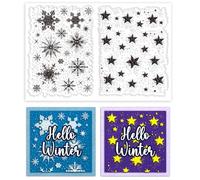 PH PandaHall Sellos transparentes de fondo de copos de nieve para hacer tarjetas, sello de silicona con estrellas de nieve para invierno, sello de goma transparente para manualidades, álbumes de