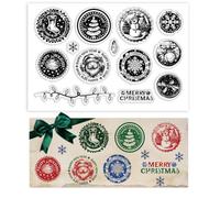 PH PandaHall Sellos transparentes de Navidad para hacer tarjetas, sello de silicona de Papá Noel, muñeco de nieve, copo de nieve, sello de goma transparente para manualidades, álbumes de recortes,