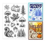 PH PandaHall Sellos transparentes de otoño para hacer tarjetas, sello de silicona de otoño, sello transparente para manualidades, sello de goma, sello de calabaza, sellos transparentes para