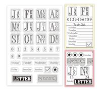 PH PandaHall Sellos transparentes mensuales y semanales, de plástico PVC, sellos de goma transparente, sellos de manualidades, sellos de tarjetas de felicitación, sellos de sello para manualidades,