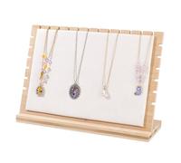 PH PandaHall Soporte de exhibición de collares de bambú de 32 x 9,5 x 21 cm, organizador de joyas con tapete de terciopelo blanco, tableros de exhibición para el hogar, tienda, tienda de venta