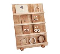 PH PandaHall Soporte de exhibición de joyas de madera de 4 niveles, soporte de exhibición de pendientes, estante extraíble para exhibición de joyas al por menor, soporte para tarjetas de exhibición de
