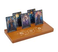 PH PandaHall Soporte de madera con 2 ranuras para tarjetas de tarot con patrón de fase lunar, soporte rectangular para cartas de oráculo para regalo de Ramadán de bruja Lenormand, 28 x 13 x 1,8 cm
