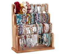 PH PandaHall Soporte de madera para pulseras de 7 niveles, soporte de exhibición de joyas, pulsera, coletero, organizador de relojes, organizador de almacenamiento de accesorios para vendedores, venta