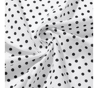 PH PandaHall Tela de algodón con lunares de 1,45 m de ancho, tela de lunares blancos y negros, tela estampada para costura, patchwork, costura, decoración de manualidades