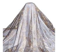 PH PandaHall Tela de tul con patrón de telaraña dorada, tela de aluminio de doble cara de 3,3 m de ancho, tela de malla plateada para decoración de Halloween, accesorios de ropa, decoración de