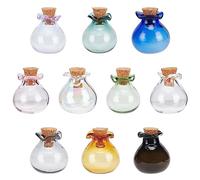 PH PandaHall Tiny Jars 10 colores Mini botellas de cristal pequeños frascos para hechizos botellas de poción 1 ml bolsa de la suerte viales para botellas de deseos con tapones de corcho botella