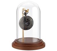 PH PandaHall Vitrina de cristal para reloj, tarro de exhibición de reloj con gancho, vitrina decorativa para reloj con base de cúpula para reloj de bolsillo, medallas, adornos coleccionables, 14,5 x