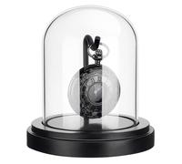 PH PandaHall Vitrina de reloj de bolsillo de 4.5 x 4.3 pulgadas, cubierta de cúpula de cristal, base de madera con gancho de metal para reloj de bolsillo, medallas, coleccionables, fotos, adornos