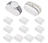 PH PandHall - 12 piezas de almohadas blancas para pulsera de reloj, funda de piel sintética, almohadas para el día del padre, pequeñas empresas, exhibición de joyas, exposición, venta, 7,4 x 4,2 x