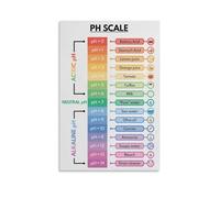 PH Value Chart Wall Art, Science Educational Poster on Canvas, Vibrant Decor for Bedroom, Office, School(Framed,08x12inch(20x30cm))