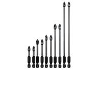 PH2 - Juego de puntas de destornillador en cruz (10 piezas) - Acero aleado tratado térmicamente, dureza HRC62, vástago hexagonal de 1/4 pulgadas, puntas magnéticas, rango de longitud de 50-150 mm para