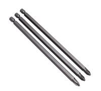 PH2 Punta Larga Phillips de 2 mm x 350 mm, Destornillador Cruzado, Punta Cruciforme de Acero S2, Punta de Torsión para Atornilladores de Impacto, Destornilladores y Taladros Inalámbricos (3 piezas)