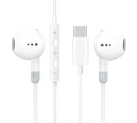 PH26 - Auriculares con cable USB-C, auriculares intraaurales con micrófono y control de volumen, HiFi estéreo auriculares compatibles con Vivo X200 Pro - Blancos