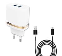 PH26 - Cargador para Samsung Galaxy A2 Core cargador potente y rápido (2 puertos USB 5 V/2,1 A + 1 A, 3,1 A en total), doble salida USB