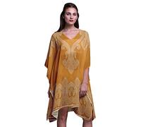 Phagun Oro Florales y Cachemir Vestido de Dama Midi de Kaftan Holiday Loungewear Vestido de playa-4X-5X