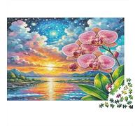 Phalaenopsis Orchid 1000Pc for The Whole Family Pink Orchids at Sunset for Women, Gifts for Men & Adults 52x38cm/1000pcs