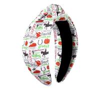 PHALIN Kentucky Derby - Accesorio para el cabello para mujer, diadema de tela con herradura, flor de rosa, estampado de traje de jinete, traje de día del Derby, recuerdos de fiesta de carreras de