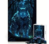 Phantom Lynx︰ Espíritu del Bosque Crepuscular Rompecabezas de 1000 piezas para adultos Desarrollo de habilidades cerebrales Liberación del estrés Arte de pared con bordes precisos Decoración (38x52cm)