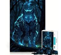Phantom Lynx︰ Espíritu del Bosque Crepuscular Rompecabezas de 1000 piezas para adultos Desarrollo de habilidades cerebrales Liberación del estrés Arte de pared con bordes precisos Decoración (38x52cm)