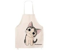 Phantomon Delantal de algodón con diseño de gato, estilo japonés, bonito y divertido delantal de cocina para mujer y hombre
