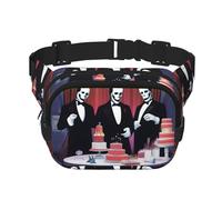 PhantomParty - Riñonera cuadrada de doble capa para actividades al aire libre como deportes, viajes, senderismo, ciclismo, Black, Talla única