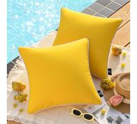 Phantoscope Paquete de 2 Fundas de Almohada Decorativas Impermeables sólidas para Exteriores, cuadradas, Decorativas, para Exteriores, Patio, sofá, Tienda de campaña (20 x 20 Pulgadas, Amarillo)