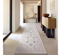 Phantoscope Vintage Hallway Runner Rug 2'x10' - Washable Low-Pile Runners with Distressed Boho Floral Pattern, Non-Slip Long Carpet for Entryway, Kitchen, Laundry Room, Bedroom, Cream Beige/Neutral