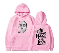 PHARCOYOU Canserbero Todo lo que necesitamos es amor, sudadera con capucha de manga larga para mujer y hombre, ropa urbana con capucha de moda, rosa, L