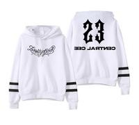 PHARCOYOU Central Cee 23 - Sudadera con capucha con logotipo sin bolsillos, manga paralela, ropa de calle, para mujeres y hombres, blanco, M