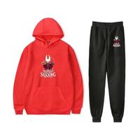 PHARCOYOU Hollow Knight Silksong Merch - Conjunto de dos piezas con capucha y pantalones deportivos para mujer y hombre, Rojo negro., XXS