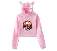 PHARCOYOU Hollow Knight Silksong Sudadera con capucha Hot Game Merch orejas de gato sudadera con capucha de manga larga para mujer, rosa, XXS