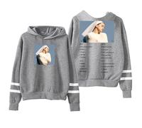 PHARCOYOU Rosalia LUX Album Tracklist Sudadera sin bolsillos Barras paralelas en las mangas Ropa urbana con capucha para hombre y mujer, gris, L