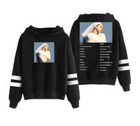 PHARCOYOU Rosalia LUX Album Tracklist Sudadera sin bolsillos Barras paralelas en las mangas Ropa urbana con capucha para hombre y mujer, Negro, S