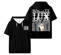 PHARCOYOU Rosalia LUX Tour 2026 - Camiseta unisex de manga corta con capucha para hombre y mujer, para exteriores, Negro, M
